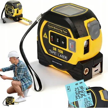 Měřící laser LASEROVÝ DÁLKOMĚR 60M S VODNÍ VÁHOU A METREM PRO UNIVERZÁLNÍ MĚŘENÍ