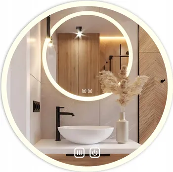 Zrcadlo ZRCADLO KOUPELNOVÉ LED 80 CM KULATÉ PODSVÍCENÉ DOTYKOVÉ BEZ ZAMLŽOVÁNÍ 3 BARVY