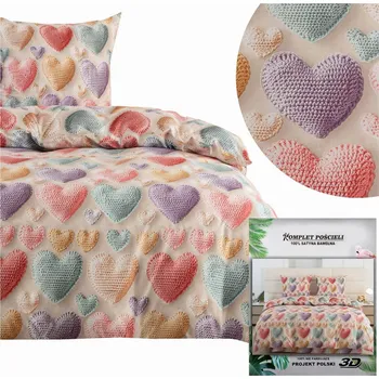 Povlečení Povlečení 140x200 2dílná sada povlak 70x80 saténové Maria srdce