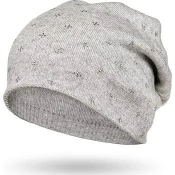 Čepice Dámská čepice zdobená krystalkami PETERSON PTN HAT-04 šedá