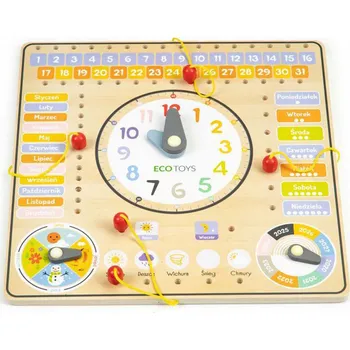 Obraz Manipulační Tabule Hodiny Kalendář Dřevěná Vzdělávací Tabule