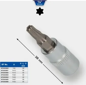 Gola hlavice Brilliant Tools BT020983 Nástrčný ořech s bitem 1/4", Torx, s čelním otvorem, TB20