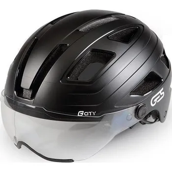 Cyklistická přilba GES Helm s hledím Ges City M/55–58cm ČERNÁ