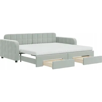 Pohovka Rozkládací pohovka s úložnými zásuvkami, světle šedá, 213 x 100 x 71 cm