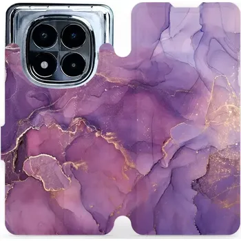 Pouzdro na mobilní telefon Flipové pouzdro Mobiwear - Xiaomi Redmi Note 14 Pro 5G - VP20S Fialový mramor - VÝPRODEJ (Knížkové flip pouzdro, obal, kryt na mobil Xiaomi Redmi Note 14 Pro 5G - VP20S Fialový mramor, materiál Umělá kůže + TPU - ochrana 360°, stojánek, silikonová vanička