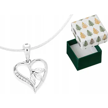 Náhrdelník Stříbrný náhrdelník s Přívěsek zirkonem, přívěsek ve tvaru srdce, Řetízek 925, 42 cm