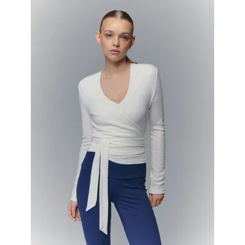 Dámský svetr Kardigan s vázáním vpředu - S - House - krémový - 696IZ-01X