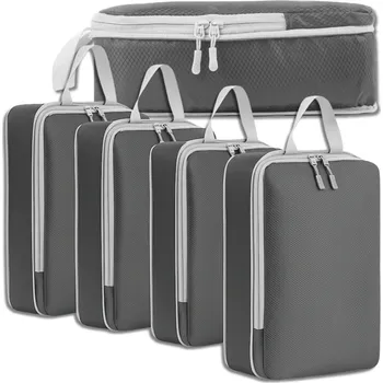 Camerazar Sada 4 organizérů do cestovního kufru, šedá, se zipem