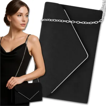 Kabelka Camerazar Elegantní dámská večerní kabelka přes rameno z černého semiše