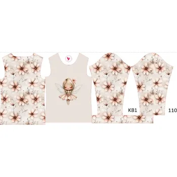 Panel na dětské termo tričko s dlouhým rukávem 110 květinová víla