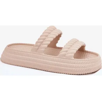 Dámské polobotky Dámské lehké pěnové pantofle na platformě S.Barski – béžové Velikost: 36