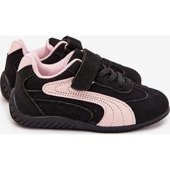 Chlapecké tenisky Dětské sportovní boty na suchý zip Perrin – černo-růžové Velikost: 34