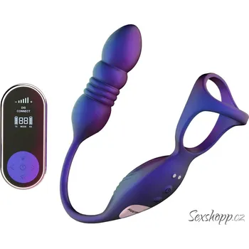 Kroužek na penis s přirážecím análním vibrátorem Hueman Deep Impact
