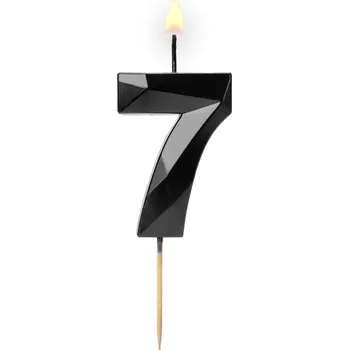 Dortová svíčka Narozeninová svíčka ČÍSLICE 7 černá DIAMANT na dort s leskem 5,7 cm