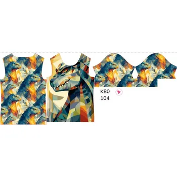 Panel na dětské funkční tričko s krátkým rukávem 104 geometrická godzila