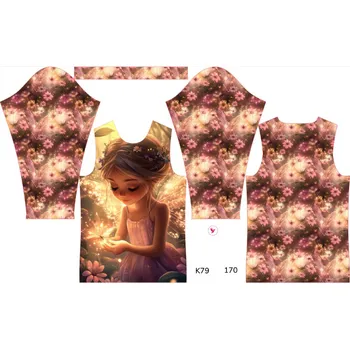 Panel na dětské funkční tričko s dlouhým rukávem 170 víla září