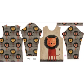 Panel na dětské funkční tričko s dlouhým rukávem 158 šťastný lvíček