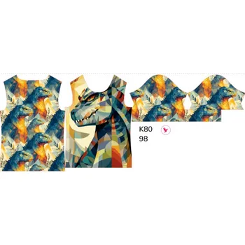 Panel na dětské funkční tričko s krátkým rukávem 98 geometrická godzila