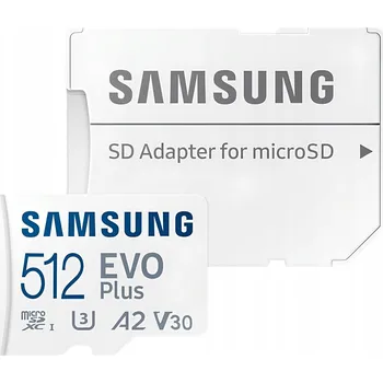 Paměťová karta Paměťová karta Samsung 512GB microSDXC, UHS-I U3 A2 EVO Plus s adaptérem