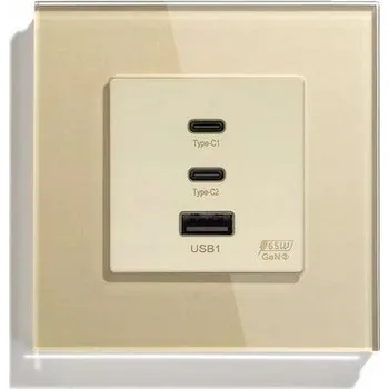 Elektrická zásuvka SKLENĚNÁ ZÁSUVKA JEDNODUCHÁ USB-C RYCHLÉ NABÍJENÍ 65W ZÁSUVKA QC