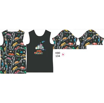 Panel na dětské funkční tričko s krátkým rukávem 134 barevná auta