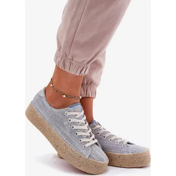 Dámské tenisky Dámské trampky na platformě s pleteným detailem Lee Cooper – modré Velikost: 37
