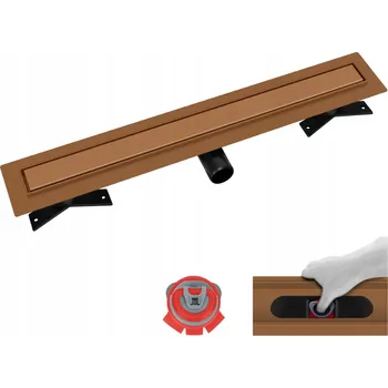 Odvodňovací žlab Měděný lineární odtok Vogi Premium Duo 100 cm PVD – sada se suchým sifonem