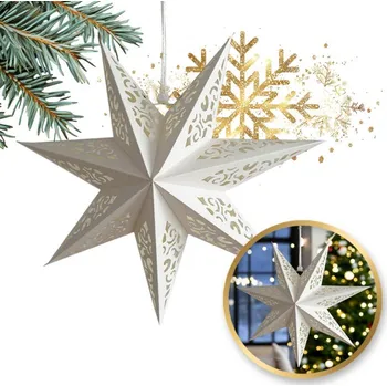 Vánoční dekorace Flamenco Mystique VELKÁ VÁNOČNÍ PAPÍROVÁ HVĚZDA PROLAMOVANÁ bílá 35 cm VITÁŽ 3D WG02