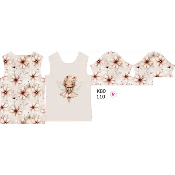 Panel na dětské funkční tričko s krátkým rukávem 110 květinová víla
