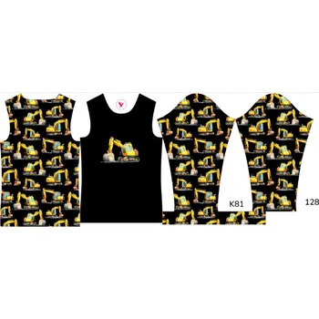 Panel na dětské termo tričko s dlouhým rukávem 128 bagry černé