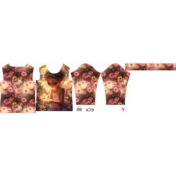 Panel na dětské funkční tričko s dlouhým rukávem 86 víla září