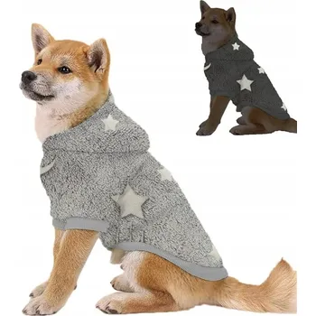 Obleček pro psa Svetr pro psa šedý s hvězdičkami, měkký a teplý s kapucí, velikost 3XL
