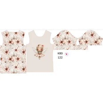 Panel na dětské funkční tričko s krátkým rukávem 122 květinová víla