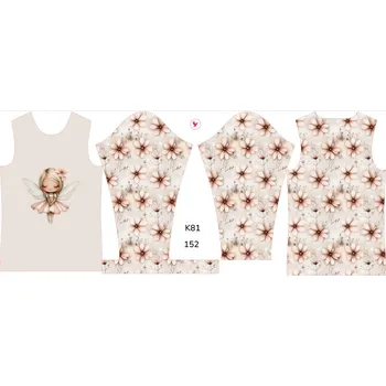 Panel na dětské termo tričko s dlouhým rukávem 152 květinová víla