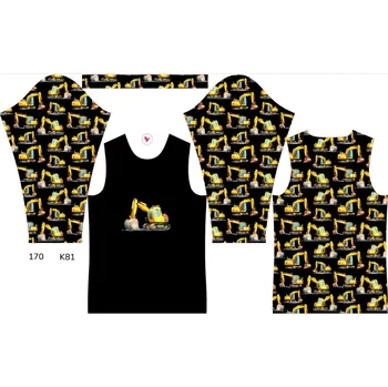 Panel na dětské termo tričko s dlouhým rukávem 170 bagry černé