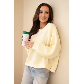 Dámská mikina Dámská mikina máslová s výšivkou volného střihu žlutá Barva: Žlutý, Velikost: universal