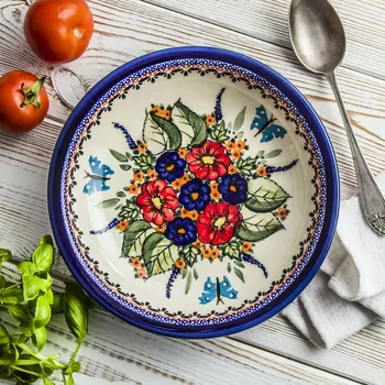 Talíř BOLESŁAWIEC GU-1002 DEC. 149 ART. 22 cm - hluboký keramický jídelní talíř