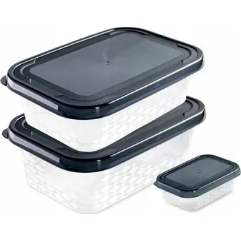 Dóza na potraviny BRANQ 2203 SADA 3 ŠEDÝCH ÚLOŽNÝCH BOXŮ S VÍKY