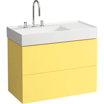 Kartell LAUFEN - umyvadlo, s odkládací plochou vpravo (H810338) Barva: Černá lesklá, Provedení: s 3 otvory pro baterii, bez přepadu