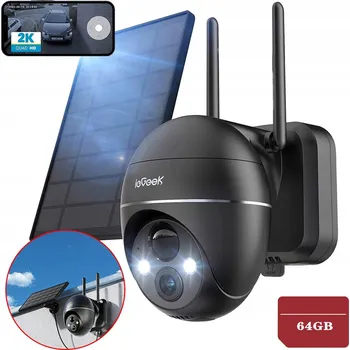 Bezpečnostní kamera EXTERNÍ SOLÁRNÍ WIFI KAMERA OTOČNÁ IP 2K 3MPX 4X ZOOM BATERIE 64GB SD