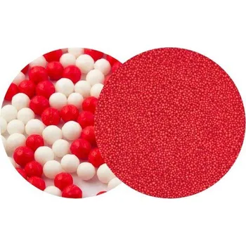 Jedlá dekorace na dort SweetArt cukrové perly červené a bílé 7 mm a máček červený (120 g)