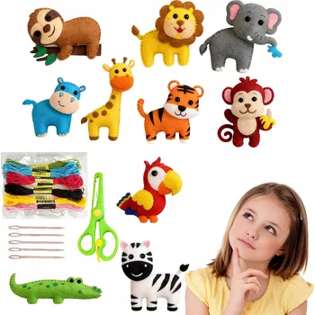 kreativní sada EDUKAČNÍ HRAČKA SADA NA ŠITÍ PRO DĚTI 10 KS FILCOVÉ DIY ZVÍŘÁTKA