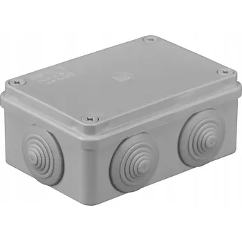 Elektroinstalační krabice Vodotěsná povrchová krabice 120x80x50mm, 6 průchodek, šedá, IP65 JB-13824/6/G