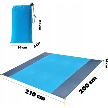 Pikniková deka PLÁŽOVÁ PIKNIKOVÁ DEKA 200x210cm PODLOŽKA NA PLÁŽ, BIWAK, KEMPINK, VODĚODOLNÁ