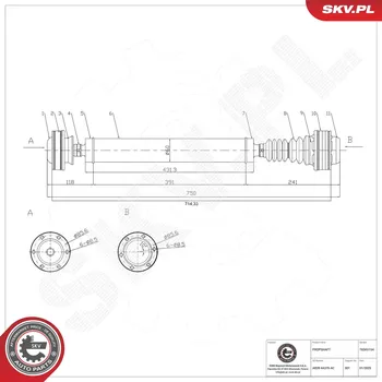 Hřídel nápravy Hnací hřídel ESEN SKV 76SKV154