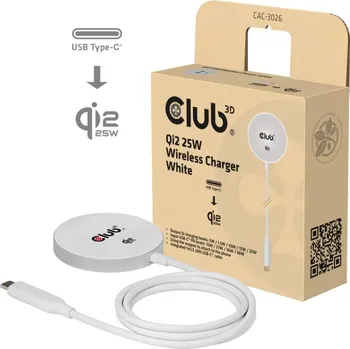 Bezpečnostní kamera Indukční nabíječka Club 3D CAC-3026 bílá