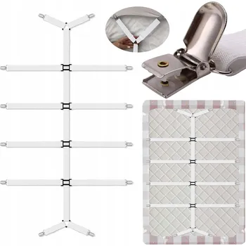 Prostěradlo NAPÍNAČ PROSTĚRADLA POPRUHY SVORKY UPEVNĚNÍ KŘÍŽOVÉ AŽ DO 250 CM BÍLÝ