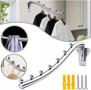 Věšák SKLÁDACÍ NÁSTĚNNÝ VĚŠÁK NA OBLEČENÍ S OTOČNÝM RAMENEM, NEREZOVÁ OCEL