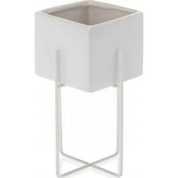 Květináč Keramický Květináč bílý HowHomely 12 cm x 12 x 23 cm