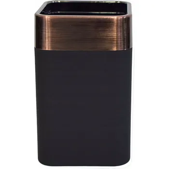 Kelímek do koupelny černý s měděným lemováním stylový robustní loft styl